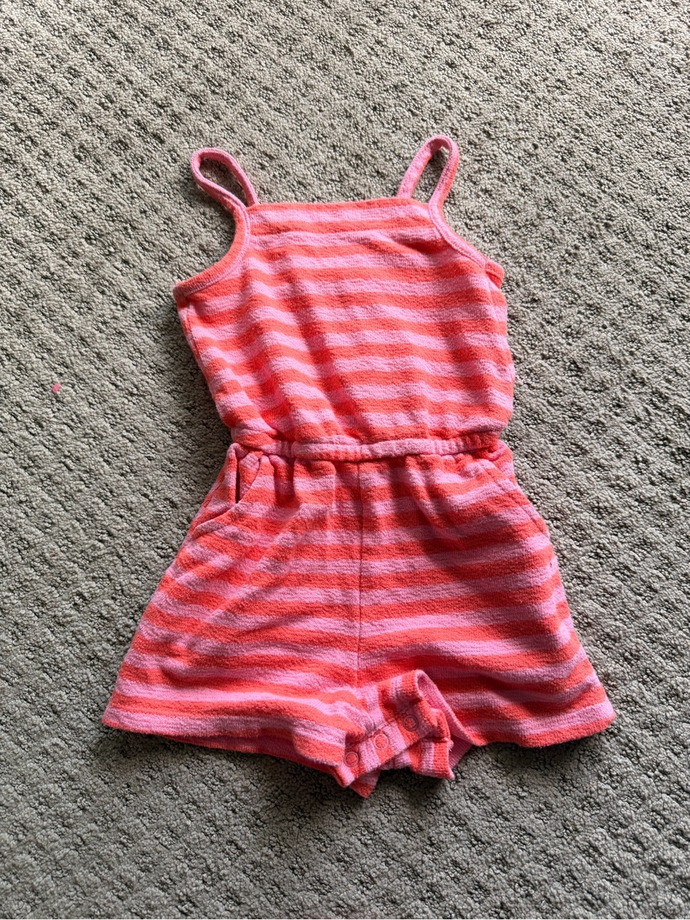 Cat & Jack Pink and Coral Striped Terry Romper